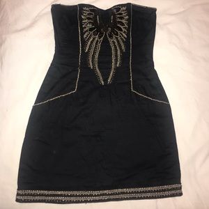 Embellished black mini dress